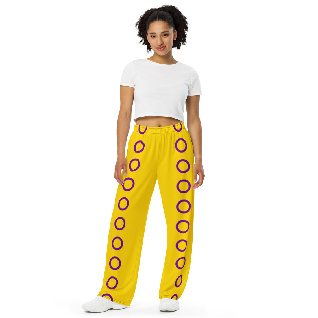 Intersex Pride Flag Wide-Leg Pants – Polyester Jersey