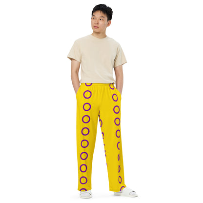 Intersex Pride Flag Wide-Leg Pants – Polyester Jersey