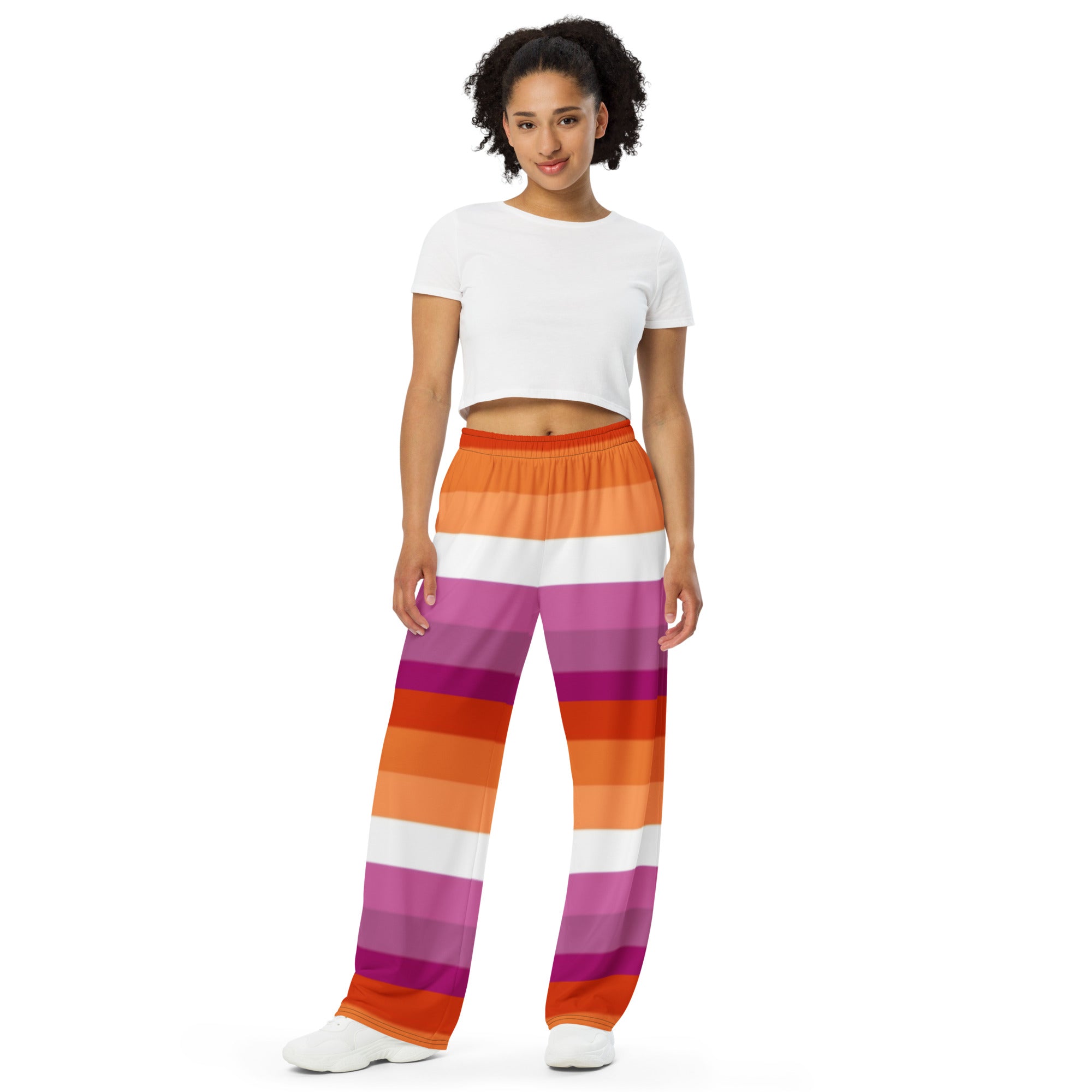 Lesbian Pride Flag Wide-Leg Pants – Polyester Jersey
