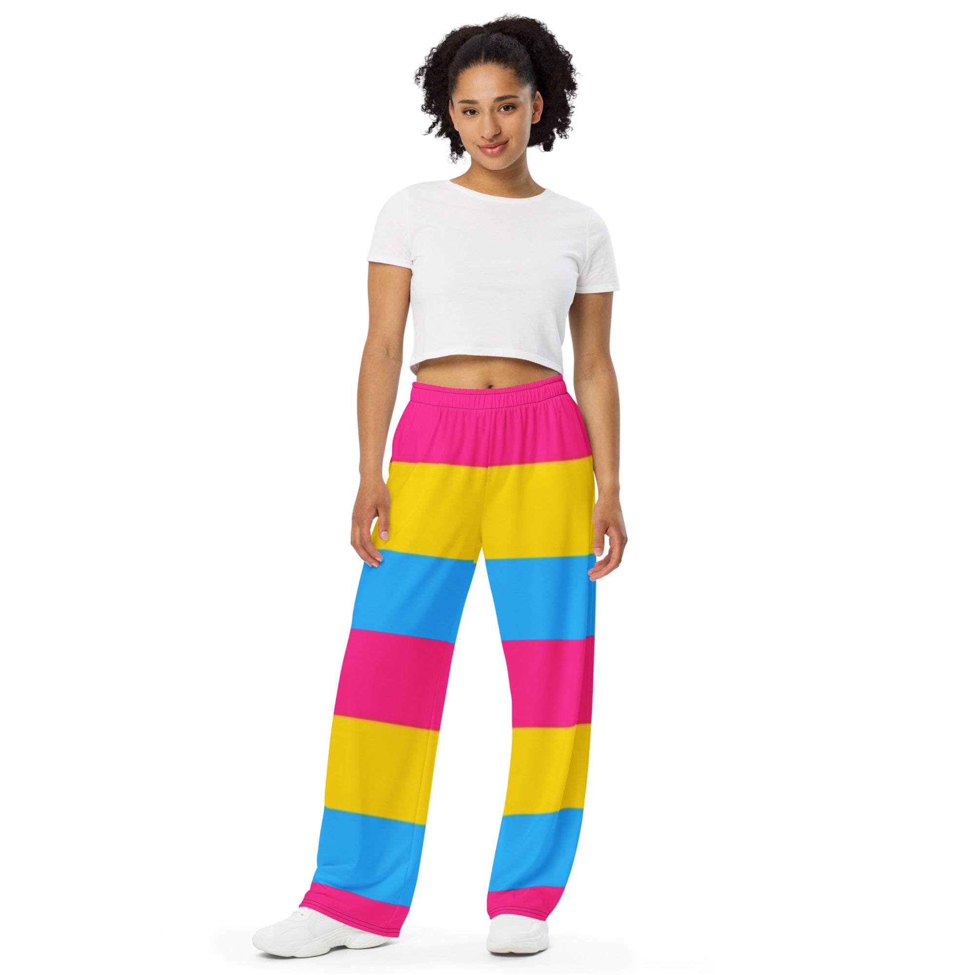 Pansexual Pride Flag Wide-Leg Pants – Polyester Jersey