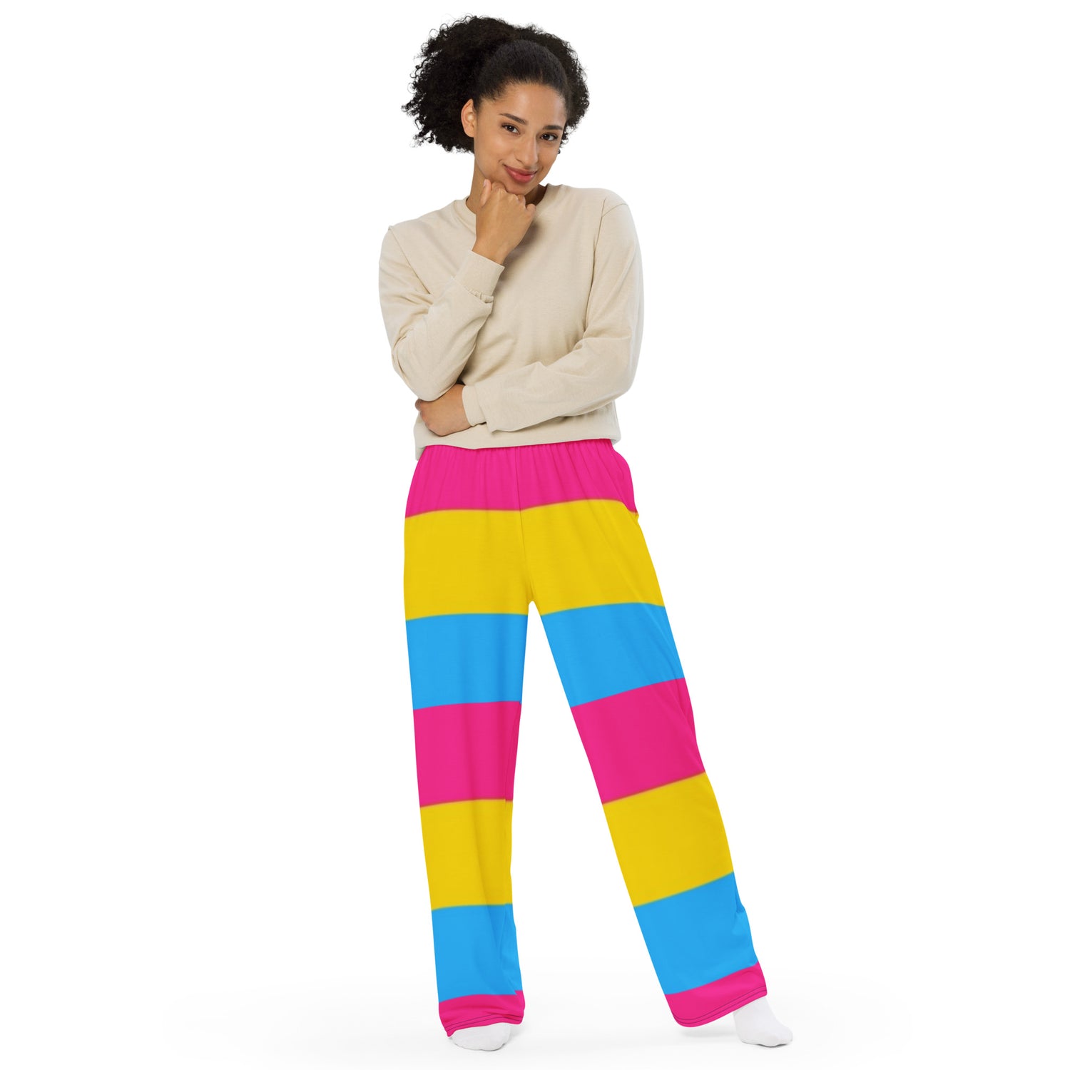 Pansexual Pride Flag Wide-Leg Pants – Polyester Jersey