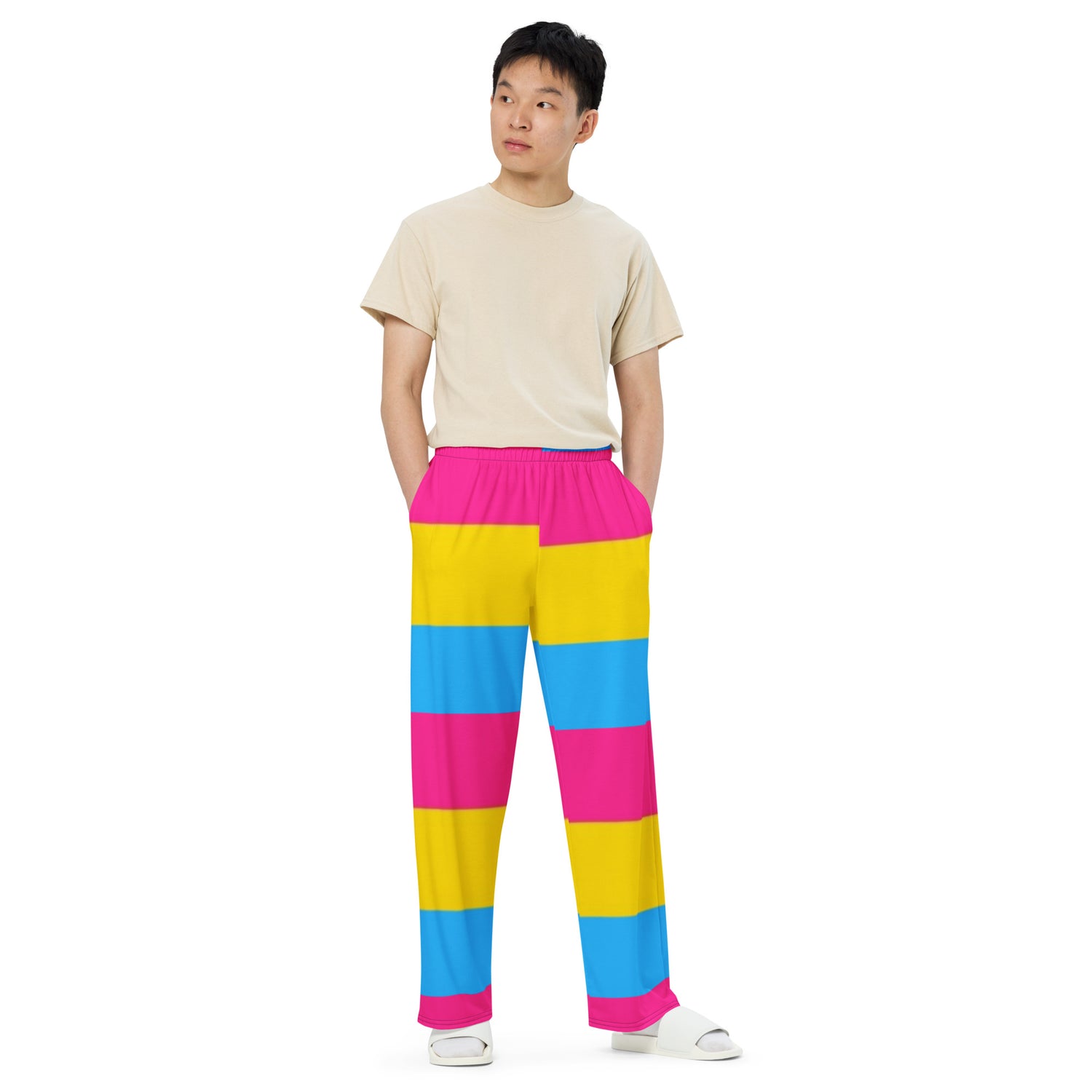 Pansexual Pride Flag Wide-Leg Pants – Polyester Jersey