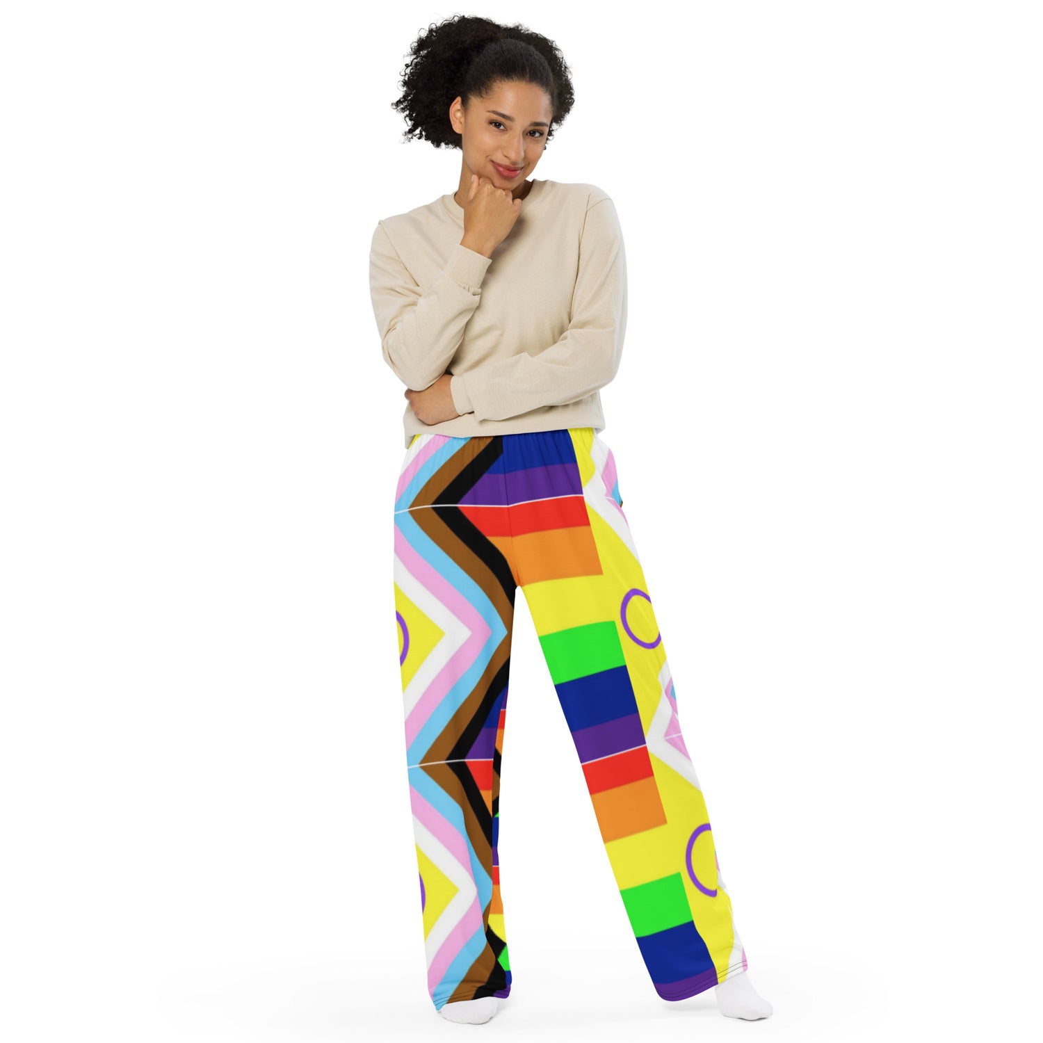 Intersex-Inclusive Pride Wide-Leg Pants – Polyester Jersey