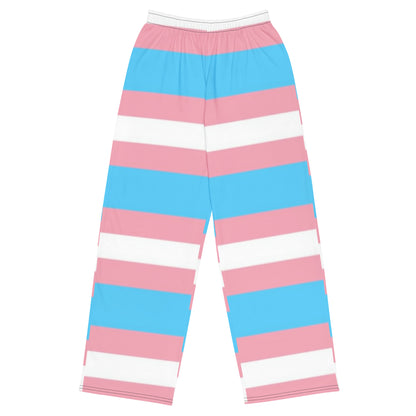 Transgender Pride Flag Wide-Leg Pants – Polyester Jersey