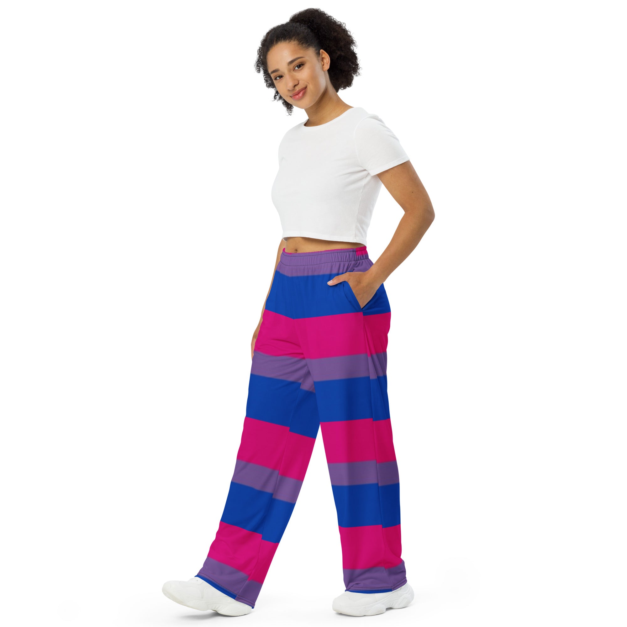 Bisexual Pride Flag Wide-Leg Pants – Polyester Jersey