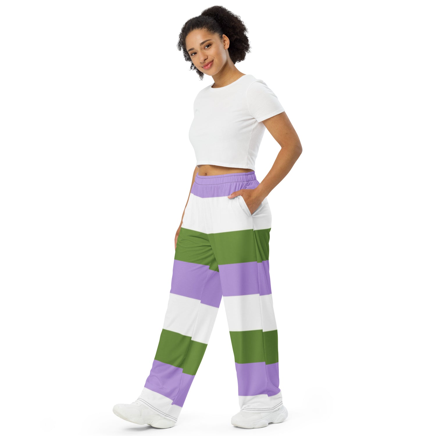 Genderqueer Pride Flag Wide-Leg Pants – Polyester Jersey