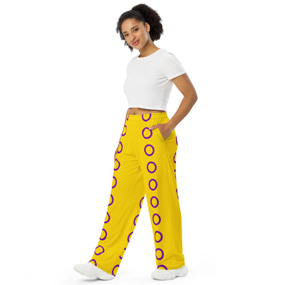 Intersex Pride Flag Wide-Leg Pants – Polyester Jersey
