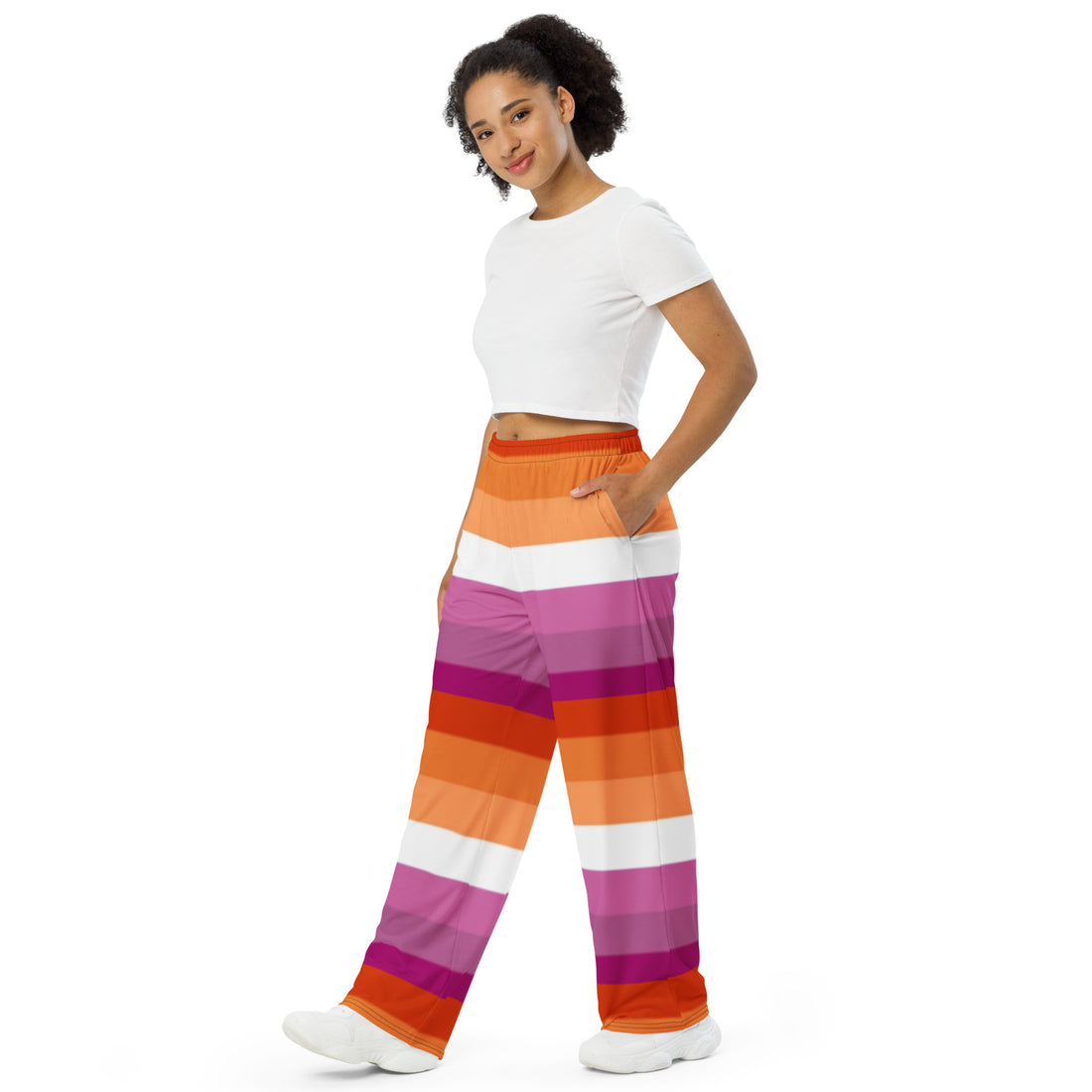 Lesbian Pride Flag Wide-Leg Pants – Polyester Jersey