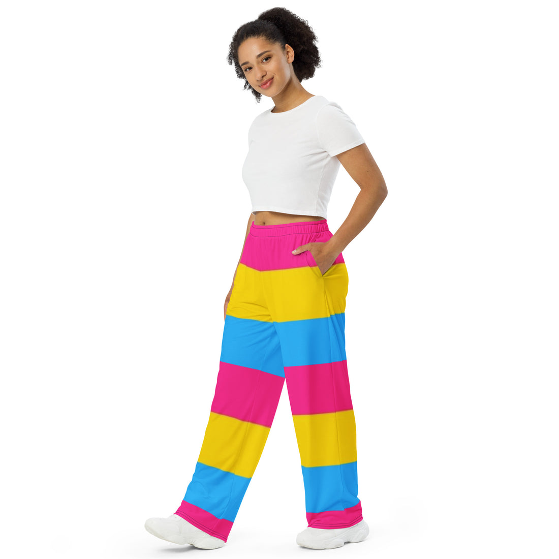 Pansexual Pride Flag Wide-Leg Pants – Polyester Jersey