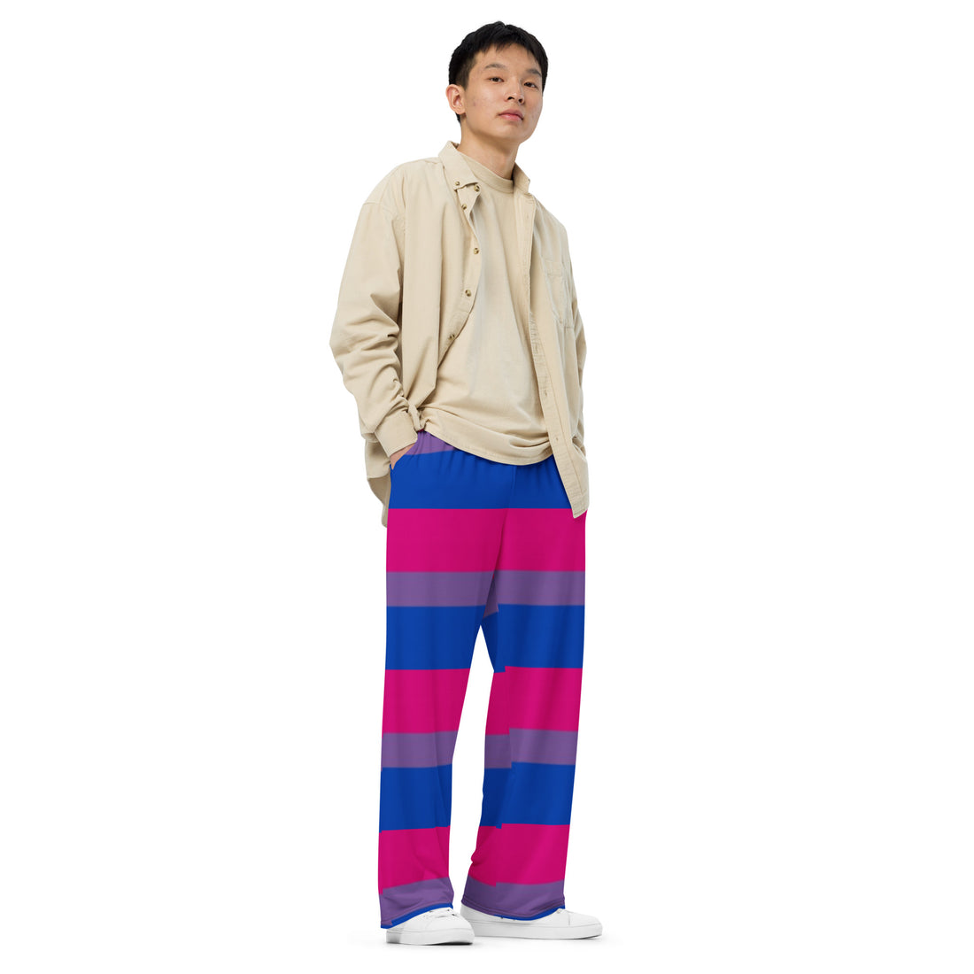 Bisexual Pride Flag Wide-Leg Pants – Polyester Jersey
