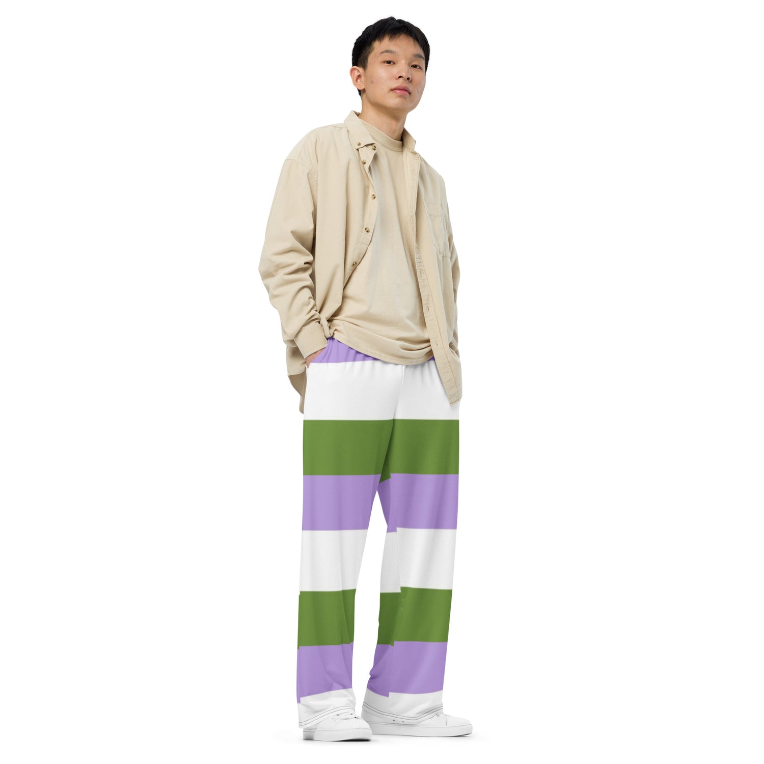 Genderqueer Pride Flag Wide-Leg Pants – Polyester Jersey