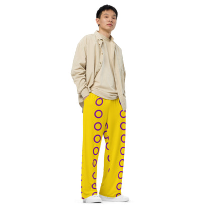 Intersex Pride Flag Wide-Leg Pants – Polyester Jersey