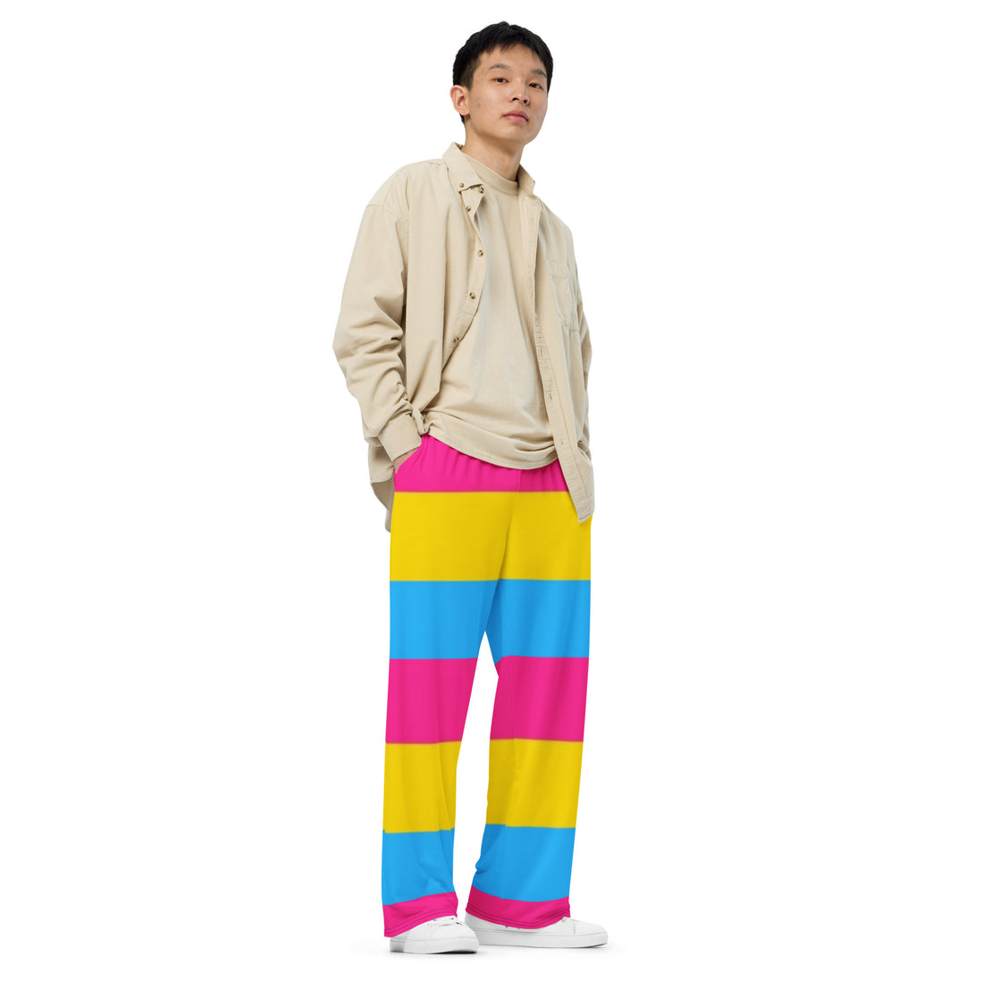 Pansexual Pride Flag Wide-Leg Pants – Polyester Jersey
