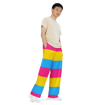 Pansexual Pride Flag Wide-Leg Pants – Polyester Jersey