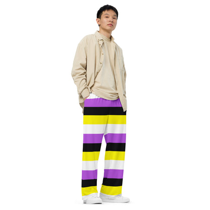 Non-Binary Pride Flag Wide-Leg Pants – Polyester Jersey
