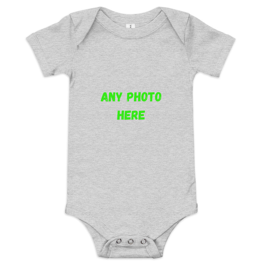 VOCE LINDX Baby Short‑Sleeve One‑Piece – Upload Your Design – 100 % Cotton, Comfy &amp; Customisable