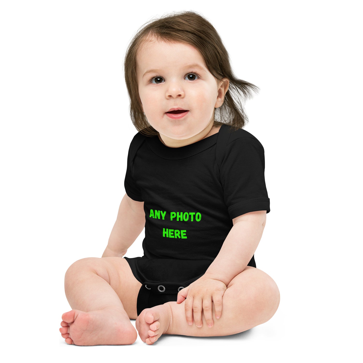 VOCE LINDX Baby Short‑Sleeve One‑Piece – Upload Your Design – 100 % Cotton, Comfy &amp; Customisable