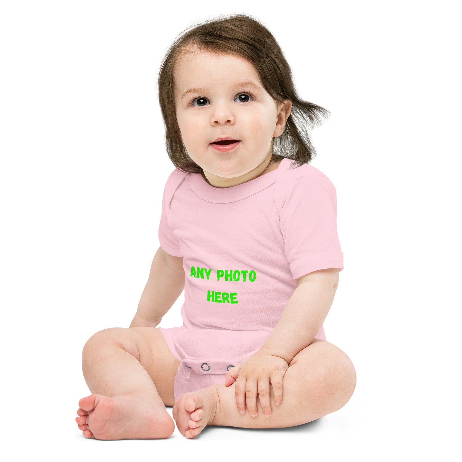 VOCE LINDX Baby Short‑Sleeve One‑Piece – Upload Your Design – 100 % Cotton, Comfy &amp; Customisable