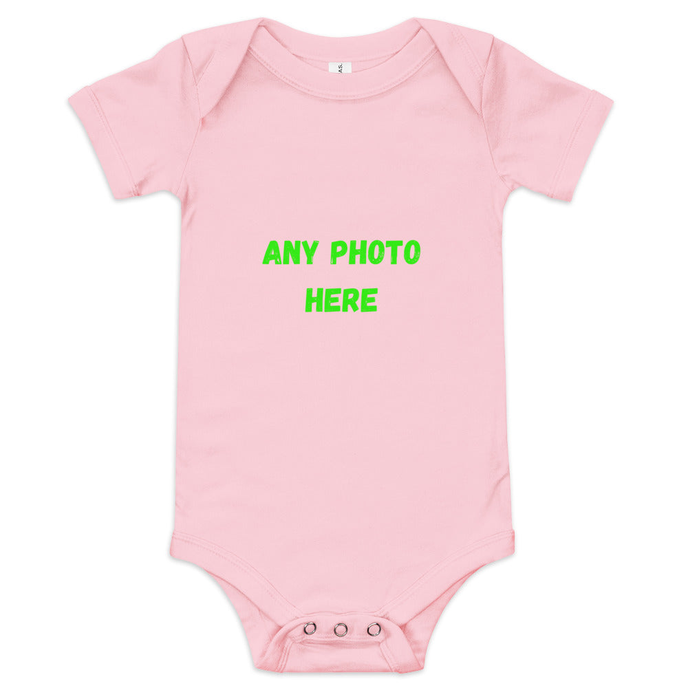 VOCE LINDX Baby Short‑Sleeve One‑Piece – Upload Your Design – 100 % Cotton, Comfy &amp; Customisable