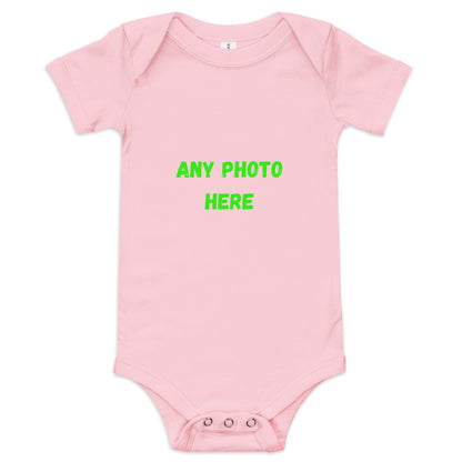 VOCE LINDX Baby Short‑Sleeve One‑Piece – Upload Your Design – 100 % Cotton, Comfy &amp; Customisable