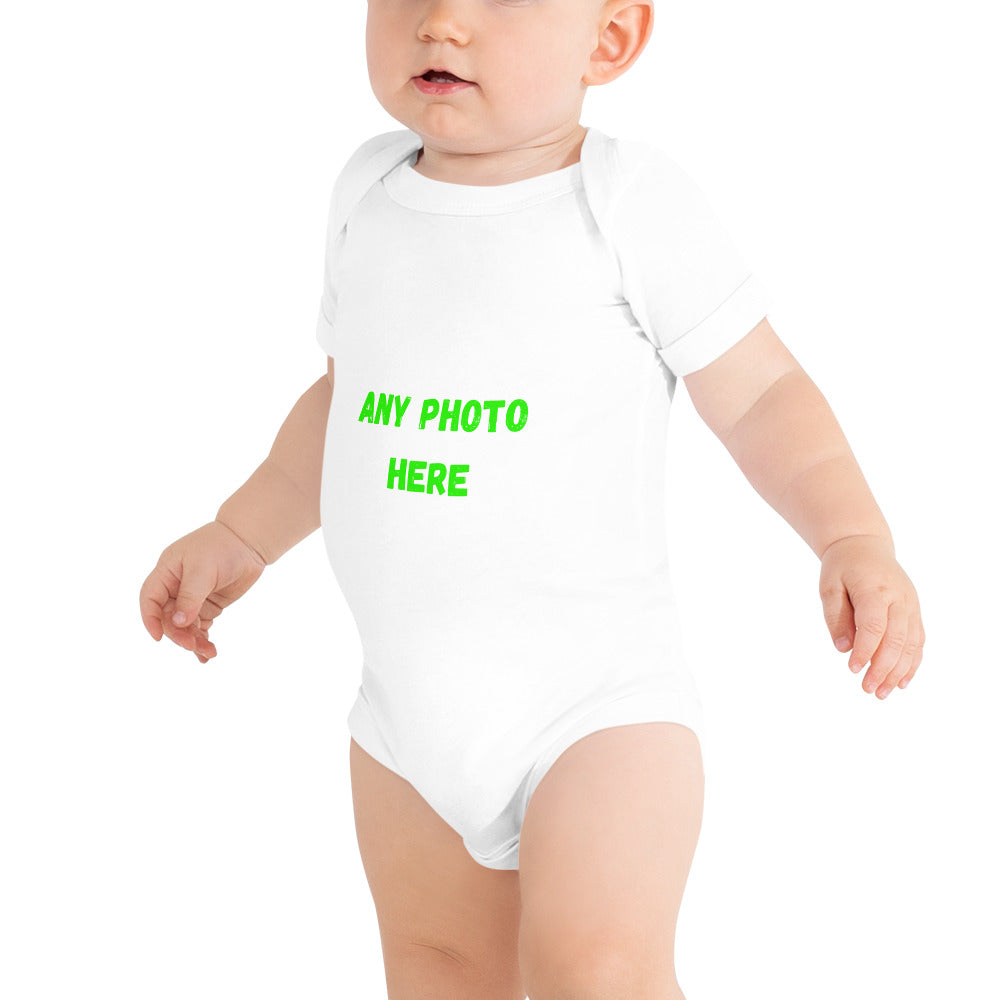 VOCE LINDX Baby Short‑Sleeve One‑Piece – Upload Your Design – 100 % Cotton, Comfy &amp; Customisable