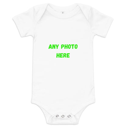 VOCE LINDX Baby Short‑Sleeve One‑Piece – Upload Your Design – 100 % Cotton, Comfy &amp; Customisable