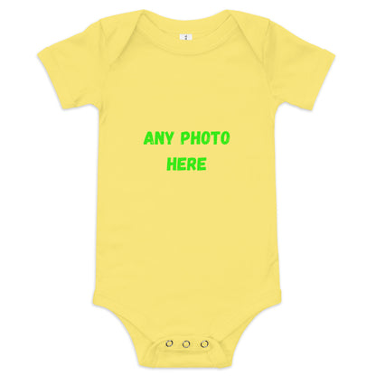 VOCE LINDX Baby Short‑Sleeve One‑Piece – Upload Your Design – 100 % Cotton, Comfy &amp; Customisable
