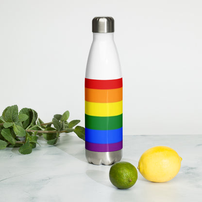 VOCE LINDX LGBTQIA+ 6‑Colours Flag Stainless Steel Water Bottle – 500 ml Vacuum‑Insulated, Leak‑Proof, Gloss Finish