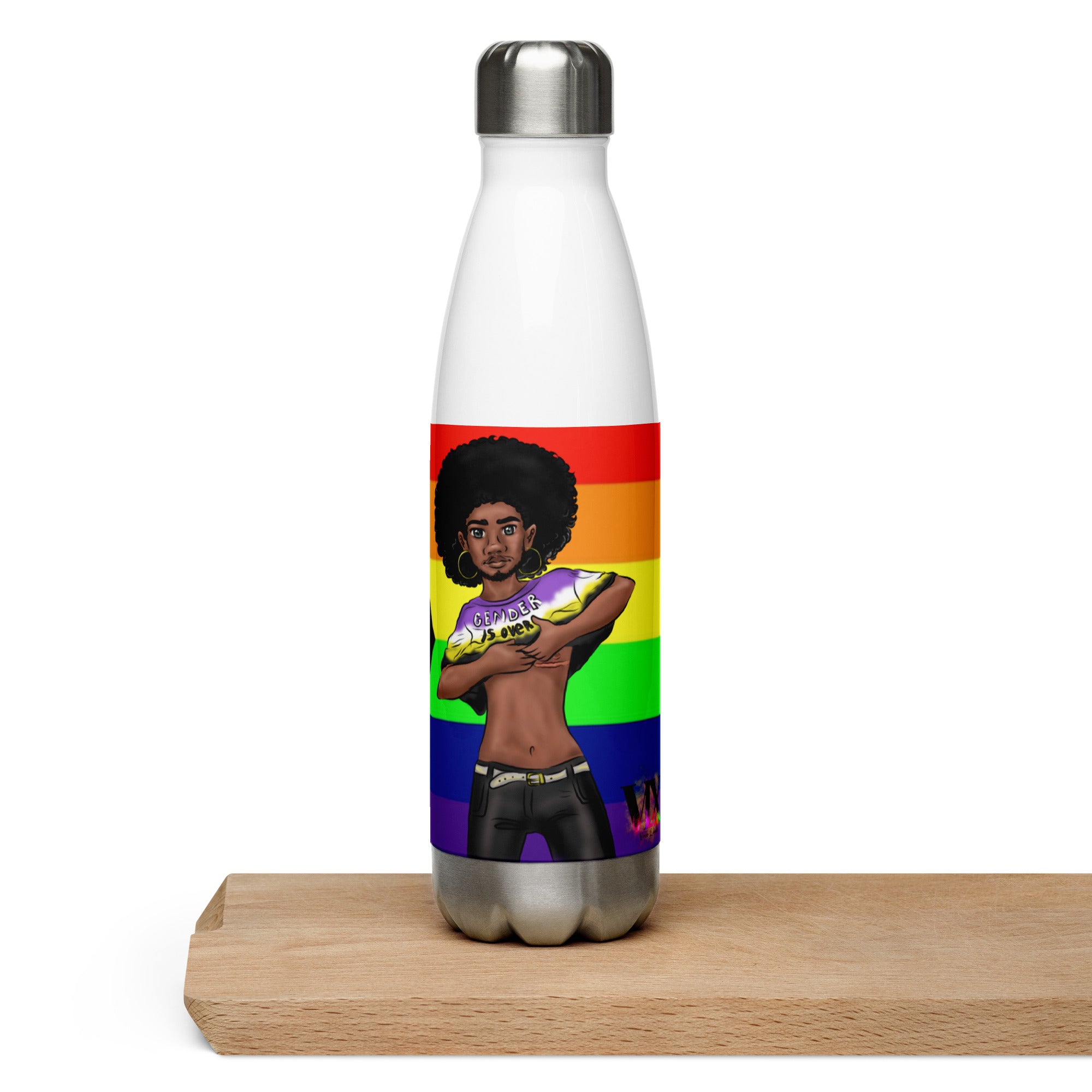 VOCE LINDX Non‑Binary &amp; Intersex‑Inclusive Pride Stainless Steel Water Bottle – 500 ml Vacuum‑Insulated, Leak‑Proof