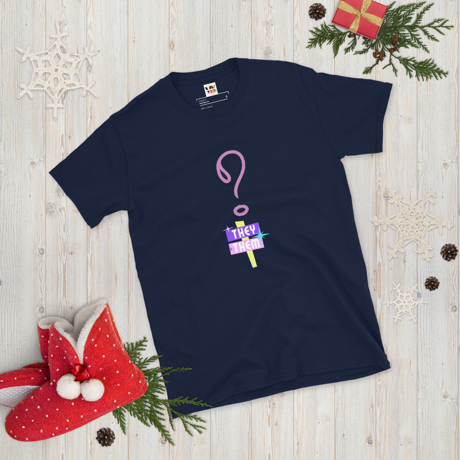VOCE LINDX “They/Them” Short Sleeve T‑Shirt – 100 % Cotton Jersey, Pronoun-Statement Tee