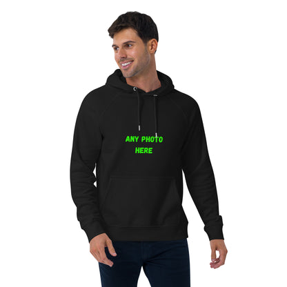 VOCE LINDX Eco Raglan Hoodie – Upload Your Photo or Design – Organic Cotton Comfort, Sustainable &amp; Customisable