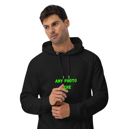 VOCE LINDX Eco Raglan Hoodie – Upload Your Photo or Design – Organic Cotton Comfort, Sustainable &amp; Customisable