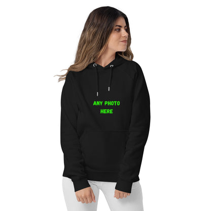 VOCE LINDX Eco Raglan Hoodie – Upload Your Photo or Design – Organic Cotton Comfort, Sustainable &amp; Customisable