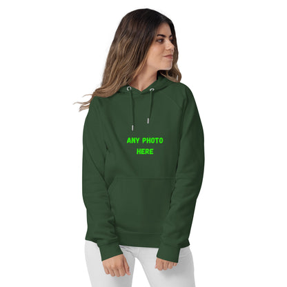 VOCE LINDX Eco Raglan Hoodie – Upload Your Photo or Design – Organic Cotton Comfort, Sustainable &amp; Customisable