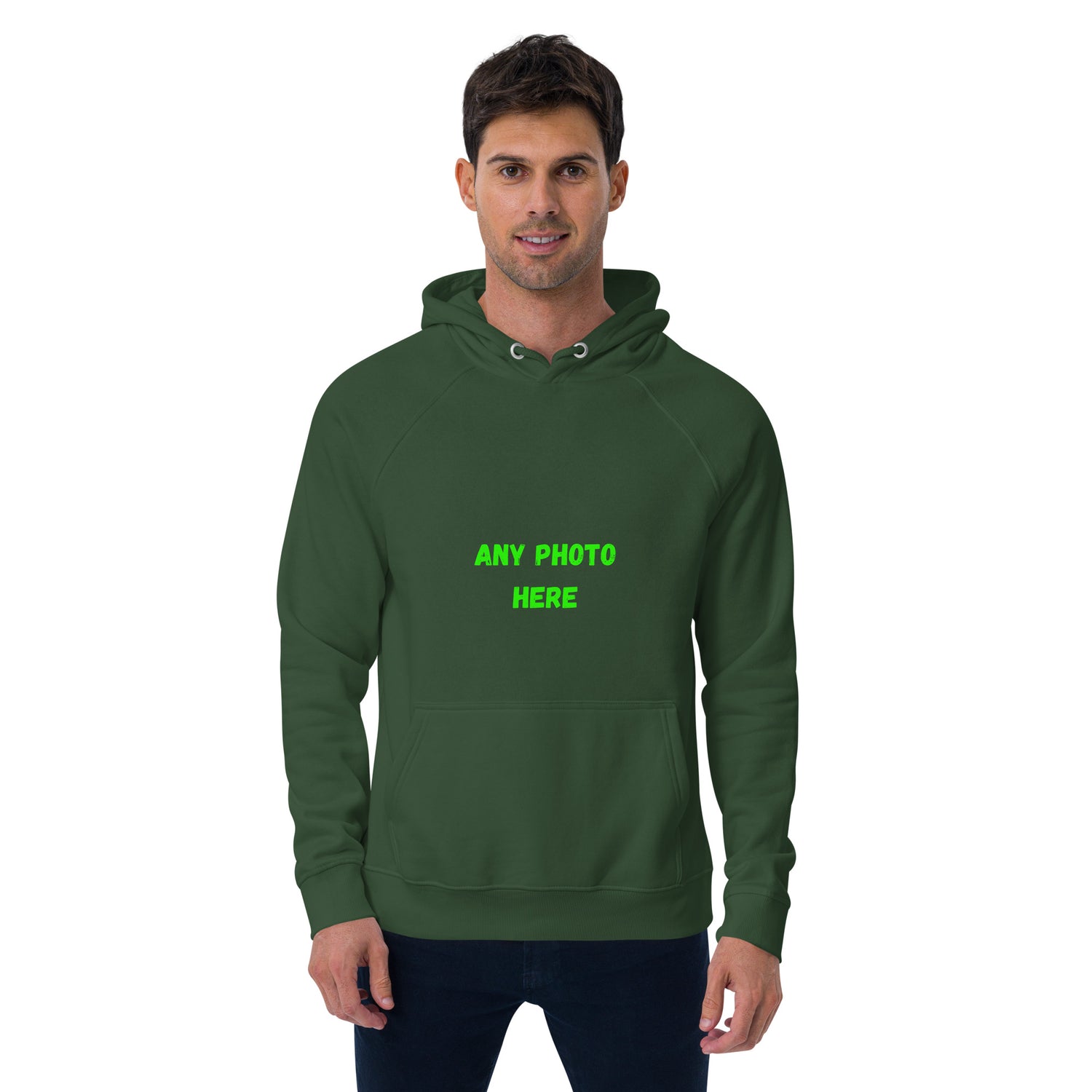 VOCE LINDX Eco Raglan Hoodie – Upload Your Photo or Design – Organic Cotton Comfort, Sustainable &amp; Customisable