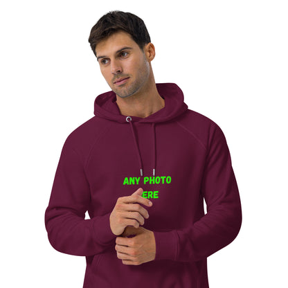 VOCE LINDX Eco Raglan Hoodie – Upload Your Photo or Design – Organic Cotton Comfort, Sustainable &amp; Customisable