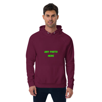 VOCE LINDX Eco Raglan Hoodie – Upload Your Photo or Design – Organic Cotton Comfort, Sustainable &amp; Customisable