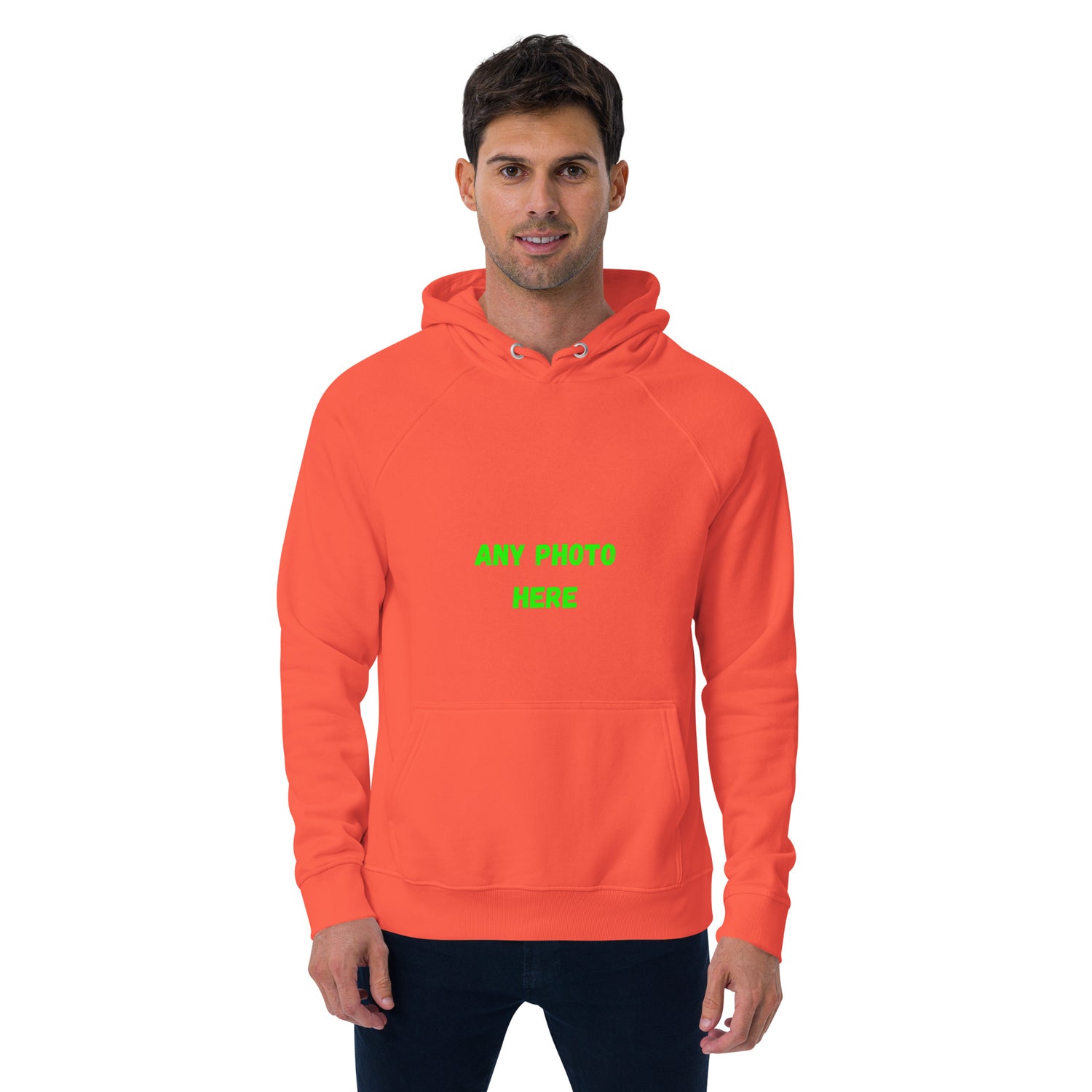 VOCE LINDX Eco Raglan Hoodie – Upload Your Photo or Design – Organic Cotton Comfort, Sustainable &amp; Customisable