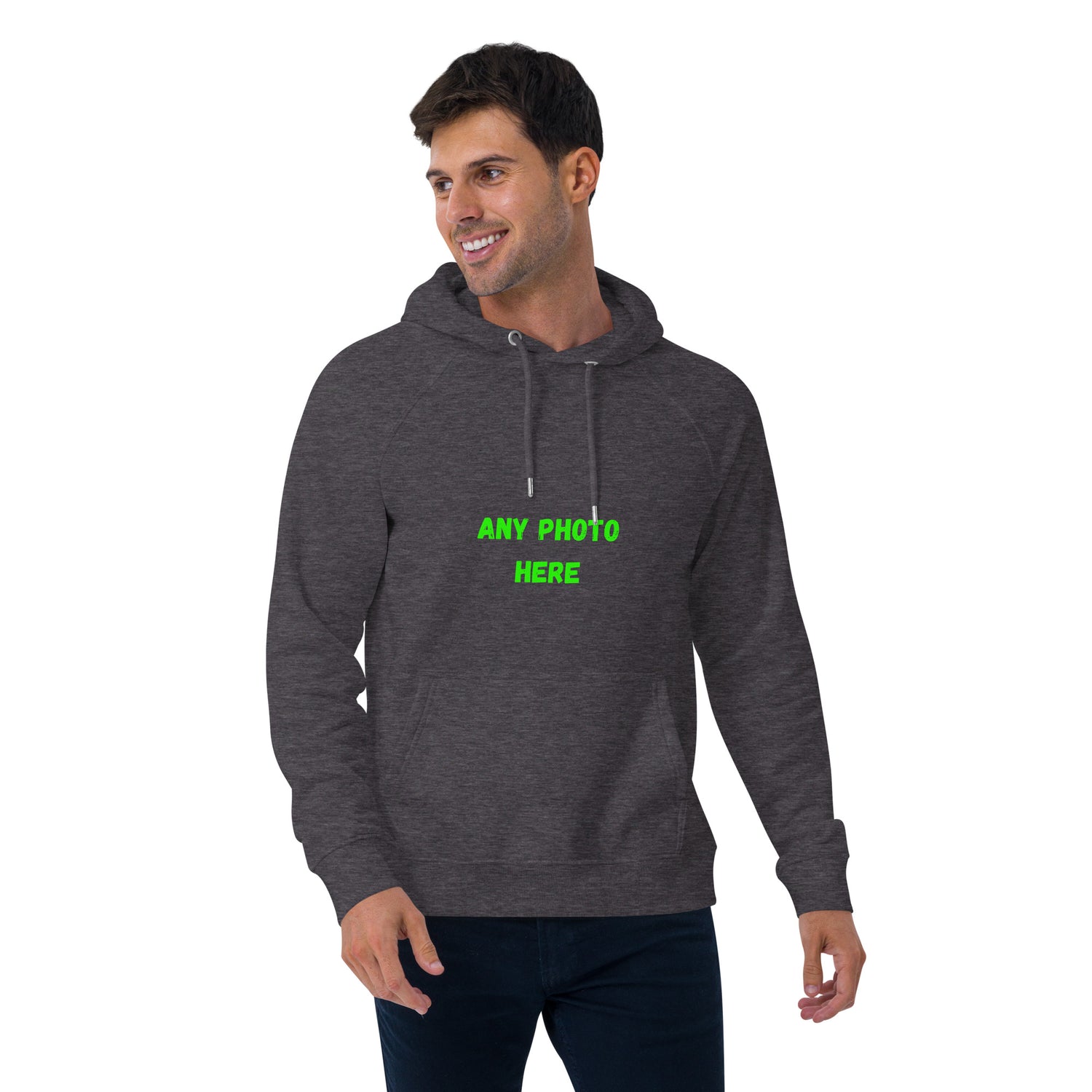VOCE LINDX Eco Raglan Hoodie – Upload Your Photo or Design – Organic Cotton Comfort, Sustainable &amp; Customisable