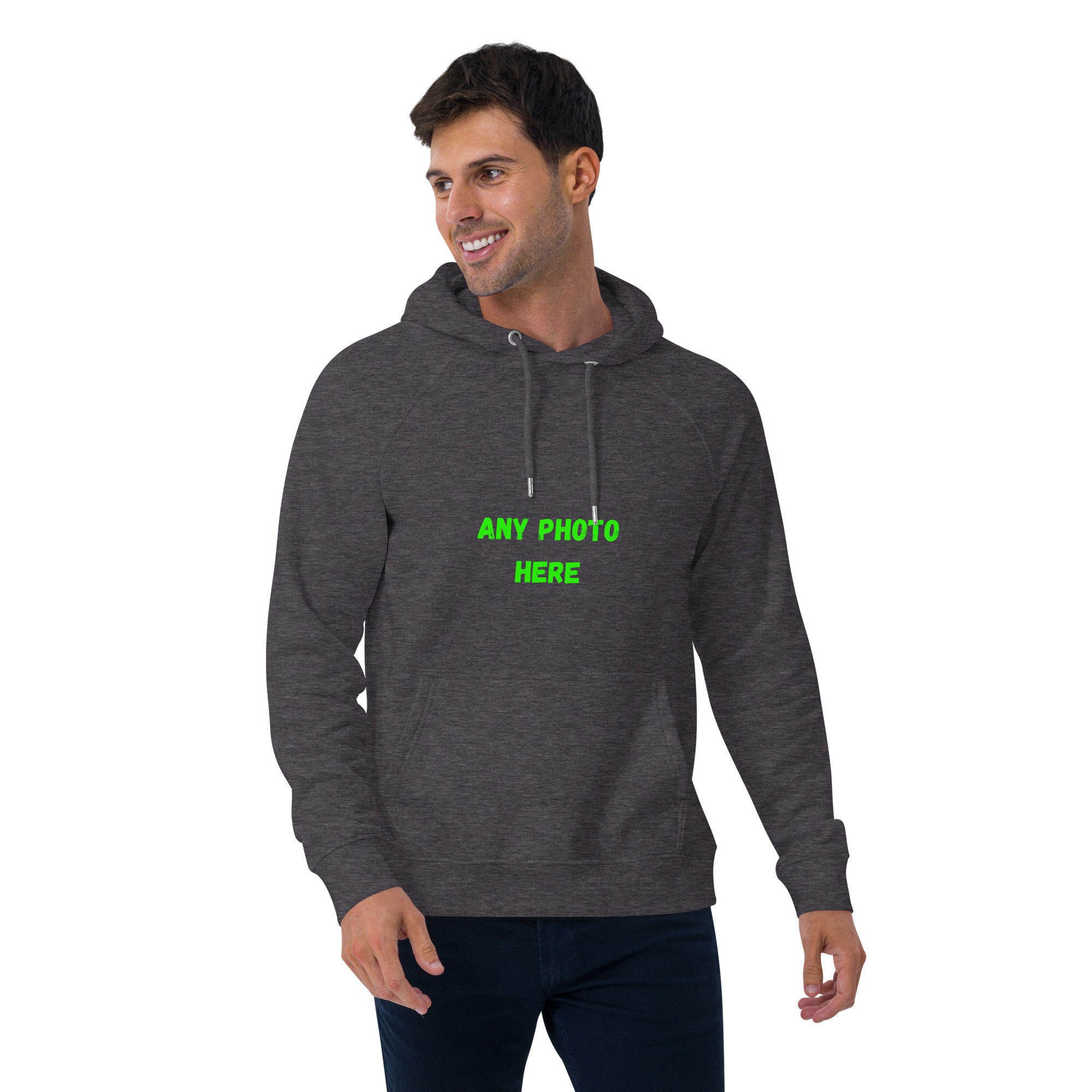VOCE LINDX Eco Raglan Hoodie – Upload Your Photo or Design – Organic Cotton Comfort, Sustainable &amp; Customisable