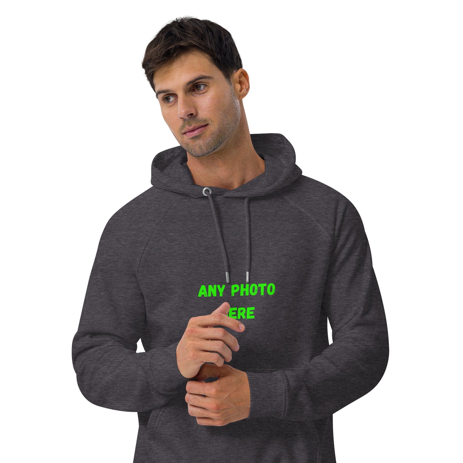 VOCE LINDX Eco Raglan Hoodie – Upload Your Photo or Design – Organic Cotton Comfort, Sustainable &amp; Customisable