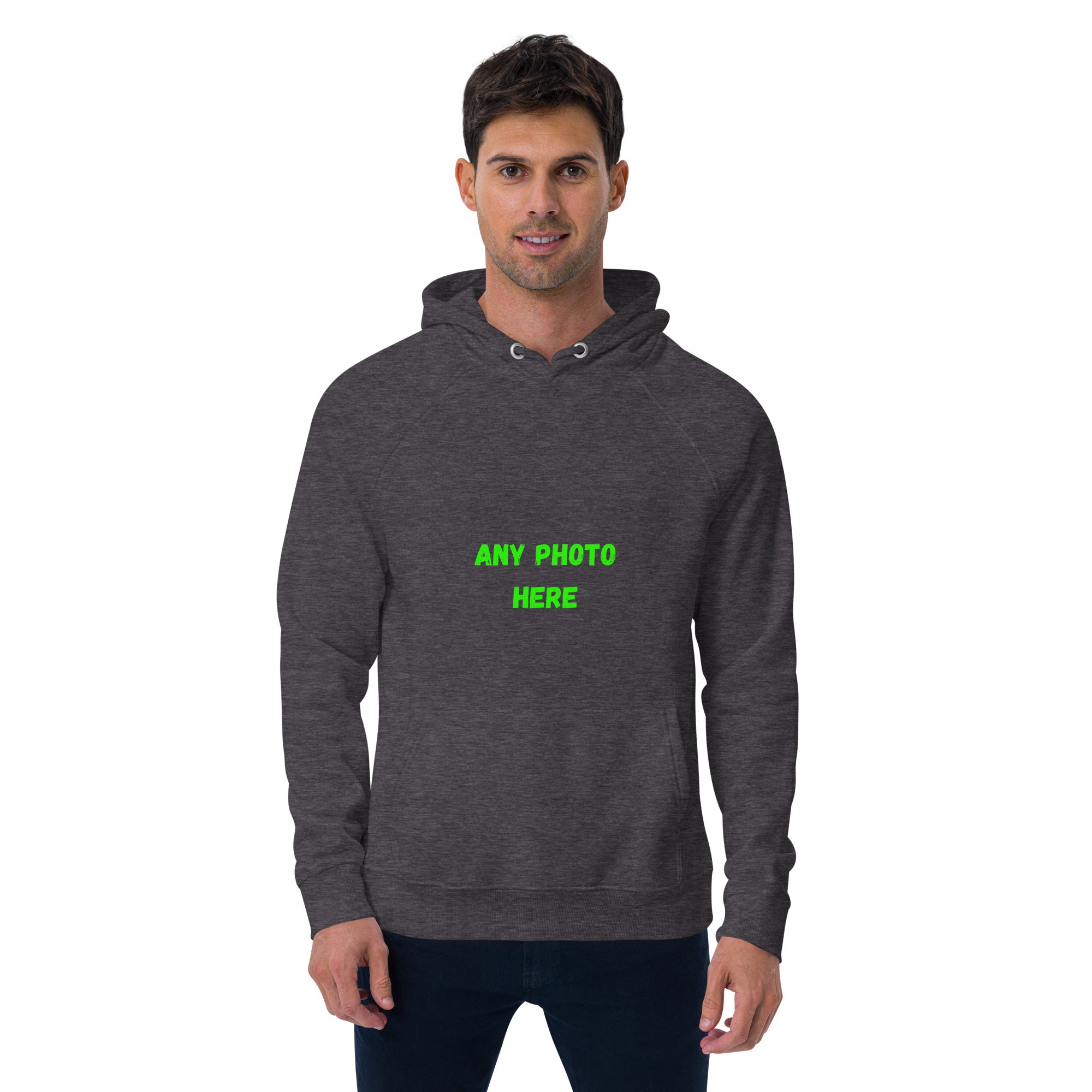 VOCE LINDX Eco Raglan Hoodie – Upload Your Photo or Design – Organic Cotton Comfort, Sustainable &amp; Customisable