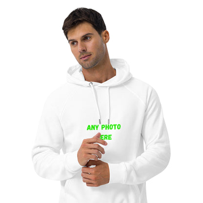 VOCE LINDX Eco Raglan Hoodie – Upload Your Photo or Design – Organic Cotton Comfort, Sustainable &amp; Customisable
