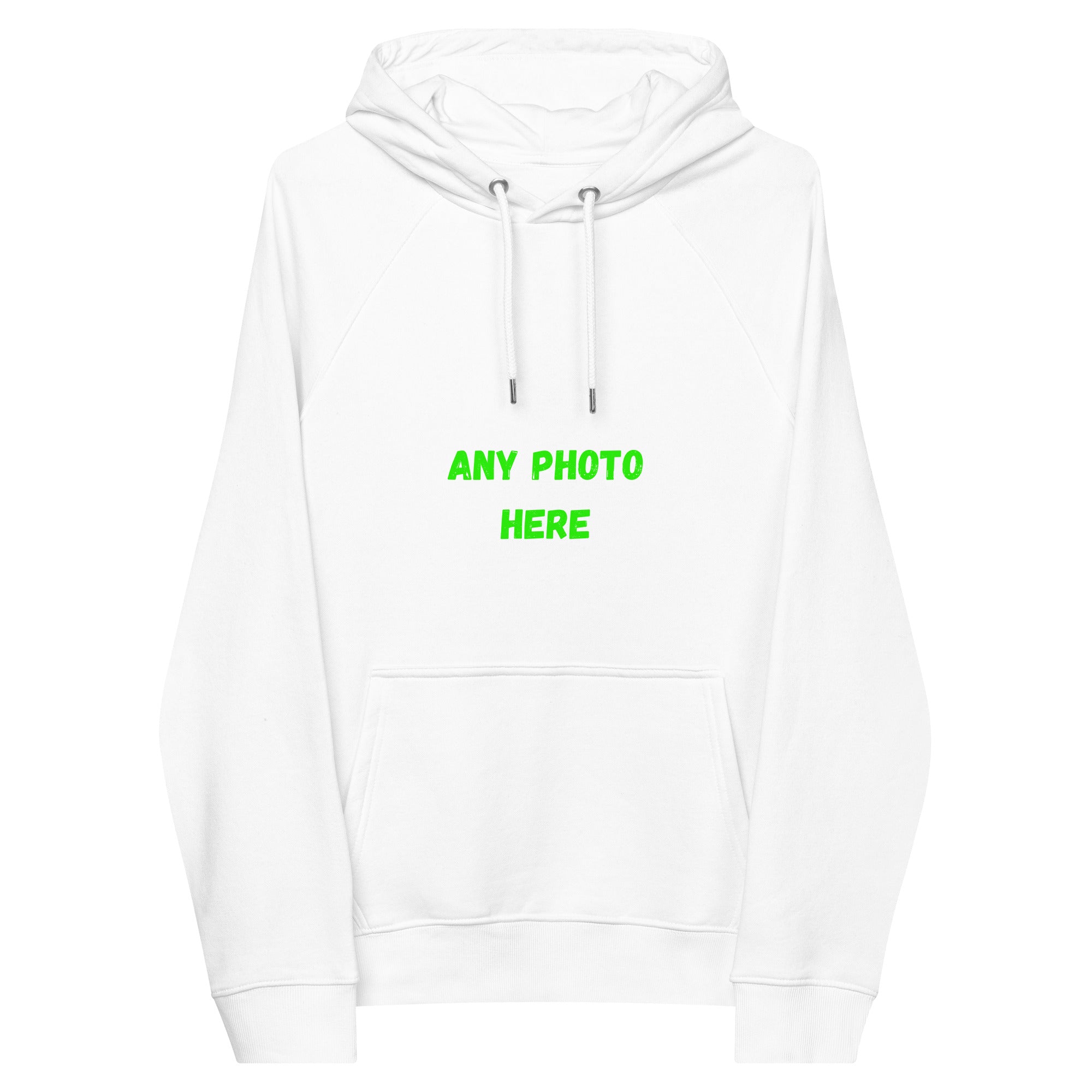 VOCE LINDX Eco Raglan Hoodie – Upload Your Photo or Design – Organic Cotton Comfort, Sustainable &amp; Customisable