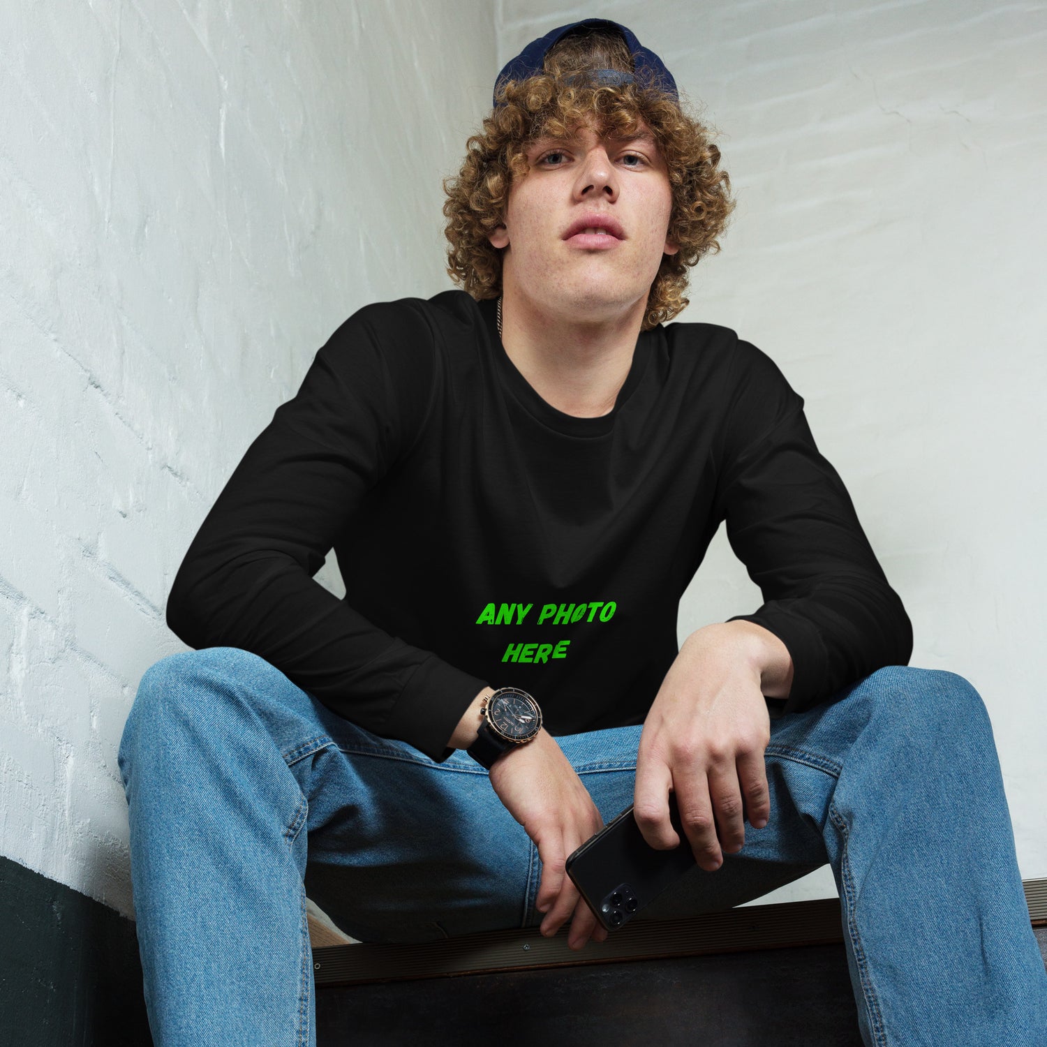 VOCE LINDX Long Sleeve Tee – Upload Your Photo or Design – 100% Cotton Jersey, Comfortable &amp; Customisable