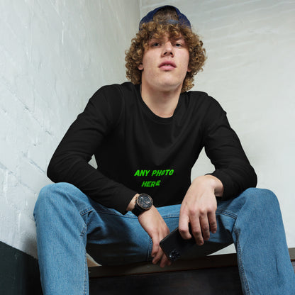 VOCE LINDX Long Sleeve Tee – Upload Your Photo or Design – 100% Cotton Jersey, Comfortable &amp; Customisable