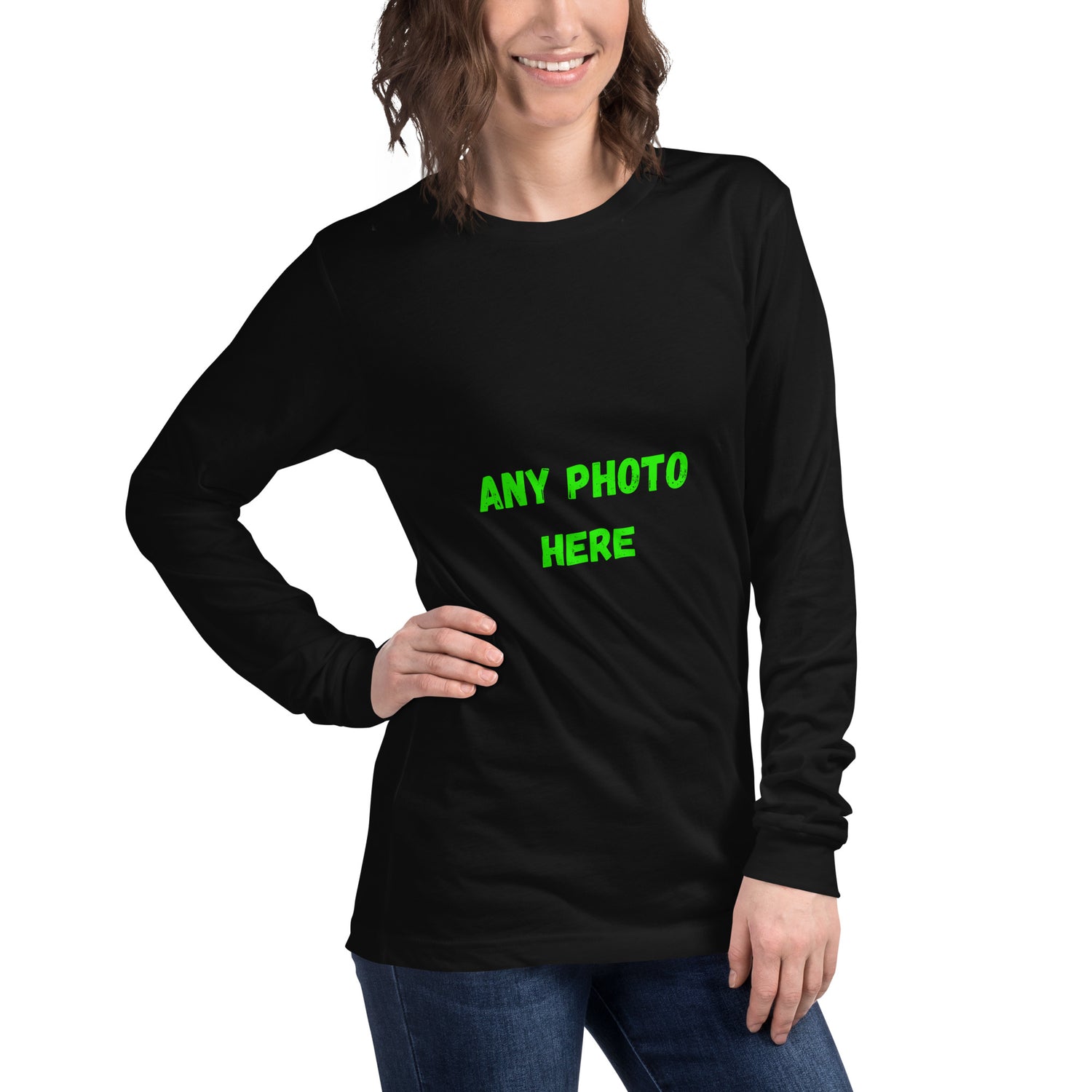 VOCE LINDX Long Sleeve Tee – Upload Your Photo or Design – 100% Cotton Jersey, Comfortable &amp; Customisable