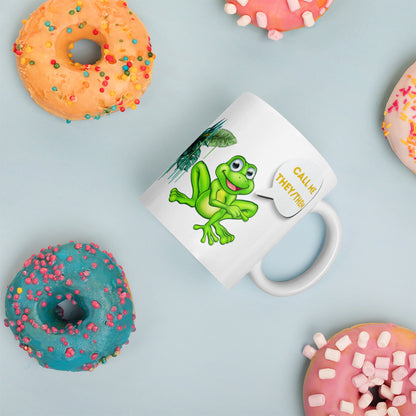White Glossy Mug – Call Me They Them | Gender-Neutral Inclusive Mug