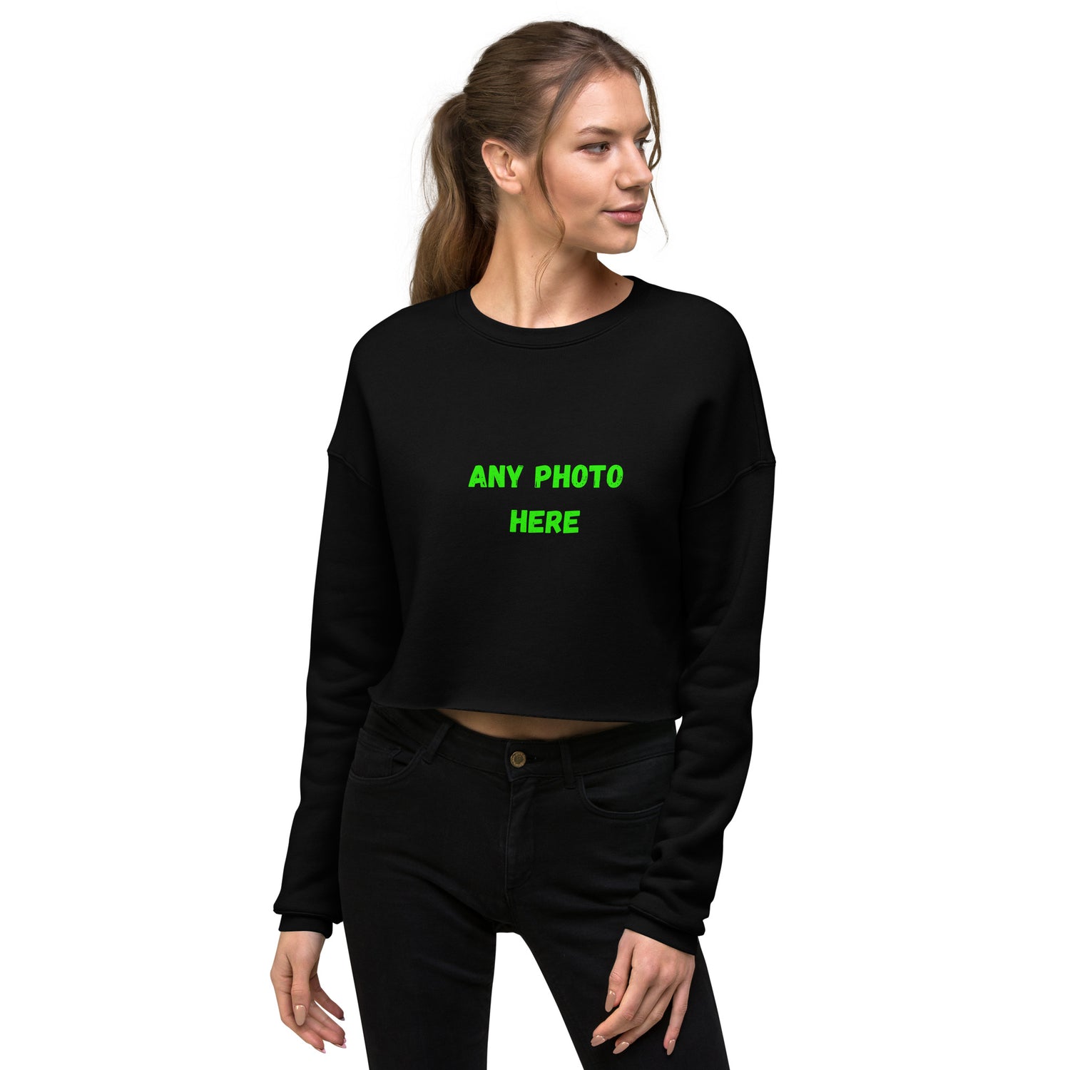 VOCE LINDX Cropped Sweatshirt – 50/50 Cotton–Poly Fleece, Ribbed Cuffs &amp; Raw Hem – Custom Artwork